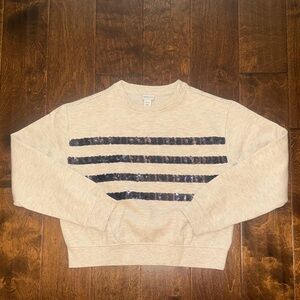 NWT J. Crew Girls' sequin-striped crewneck sweatshirt - L